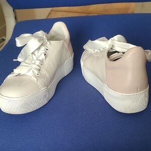Chic White and Cream Women's Sneakers